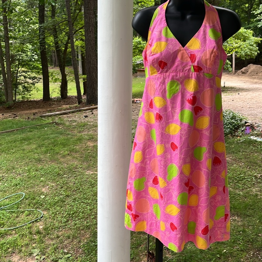 Like new Lily Pulitzer halter dress size 10 pink/fruit print